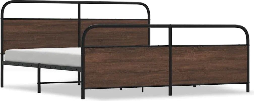 vidaXL Cadru pat metalic fără saltea, stejar maro, 180x200 cm