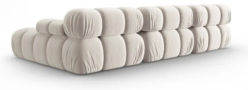 Colțar modular bej cu tapițerie din catifea (cu colț pe partea dreaptă) Bellis – Micadoni