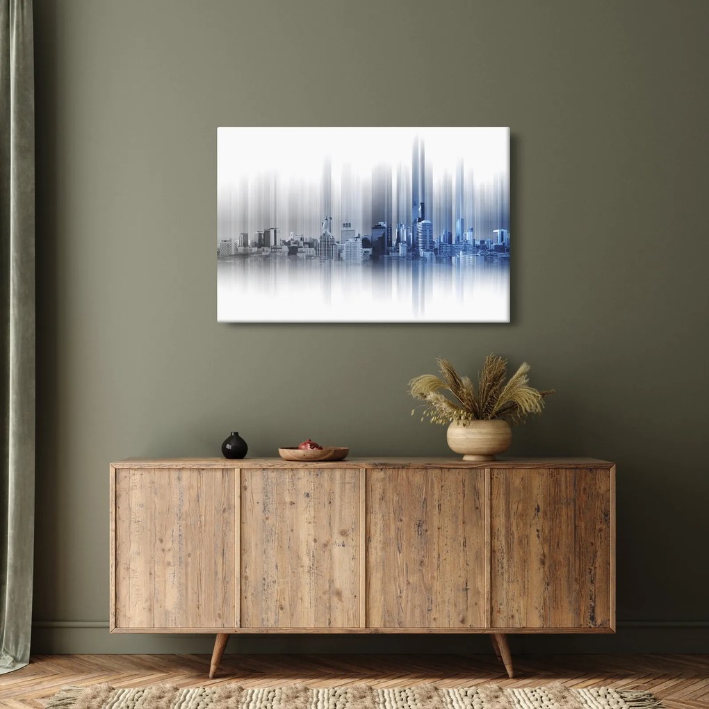 Tablou - Panorama orașului, albastru-gri (90x60 cm)