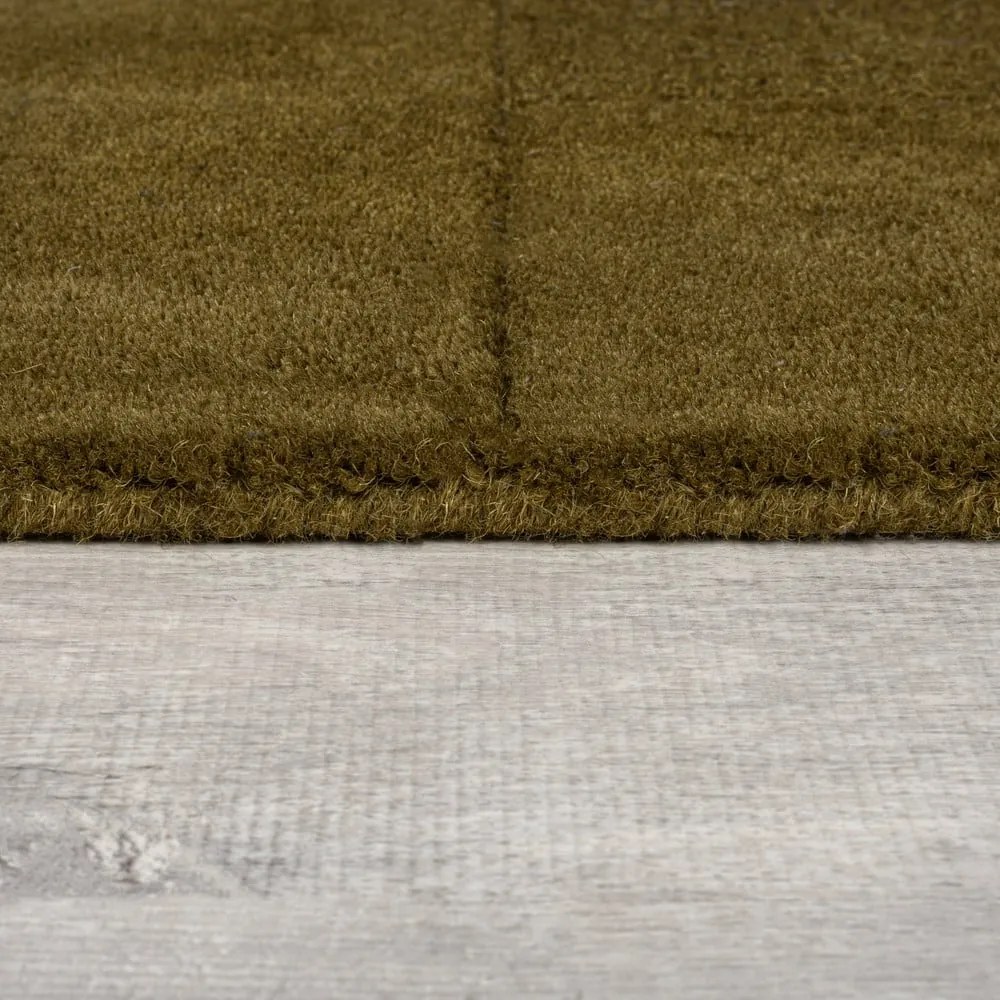 Covor kaki țesut manual din lână 200x290 cm Checkerboard – Flair Rugs