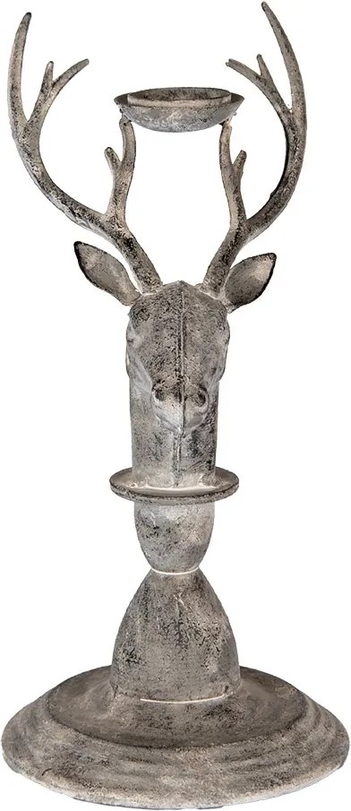 Suport de lumanare, in forma de cerb, aspect antichizat,17x14x30 cm