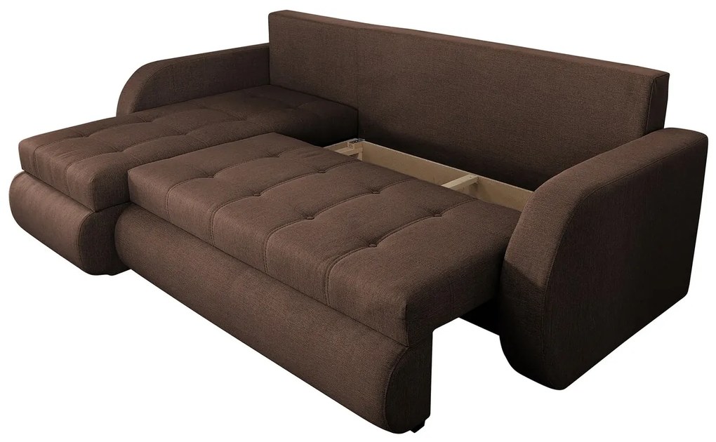 Coltar extensibil reversibil Siena Lux Chocolate 243x141x81 cm cu lada de depozitare