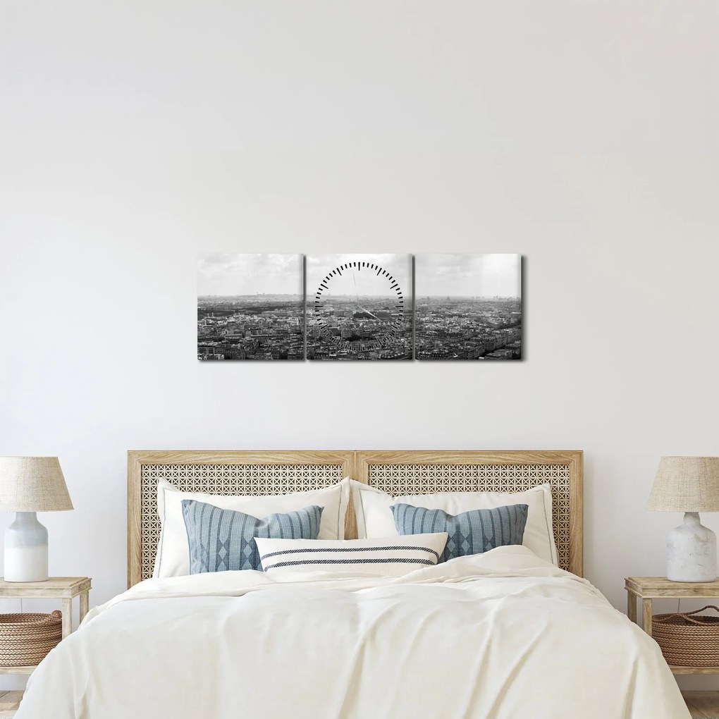 Tablou - Acoperișuri clădirilor din Paris (cu ceas) (90x30 cm)