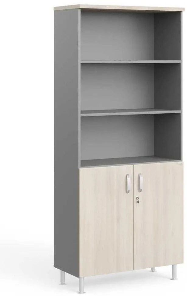 Dulap înalt Manager LUX 90 x 43 x 207,4 cm, salcâm deschis / gri