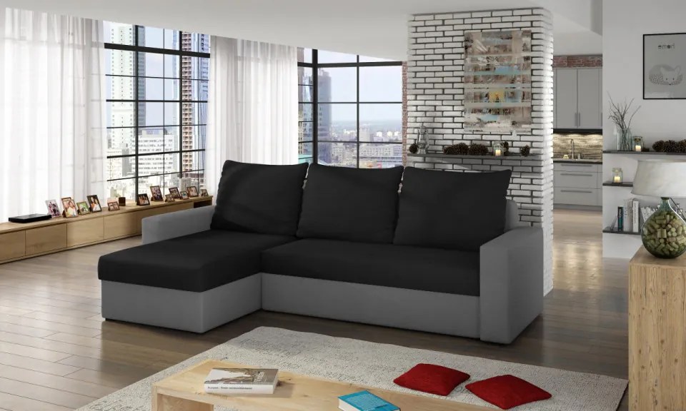 Coltar extensibil cu spatiu pentru depozitare, 237x90x150 cm, Livio 01. Eltap (Culoare: Bej / Maro)