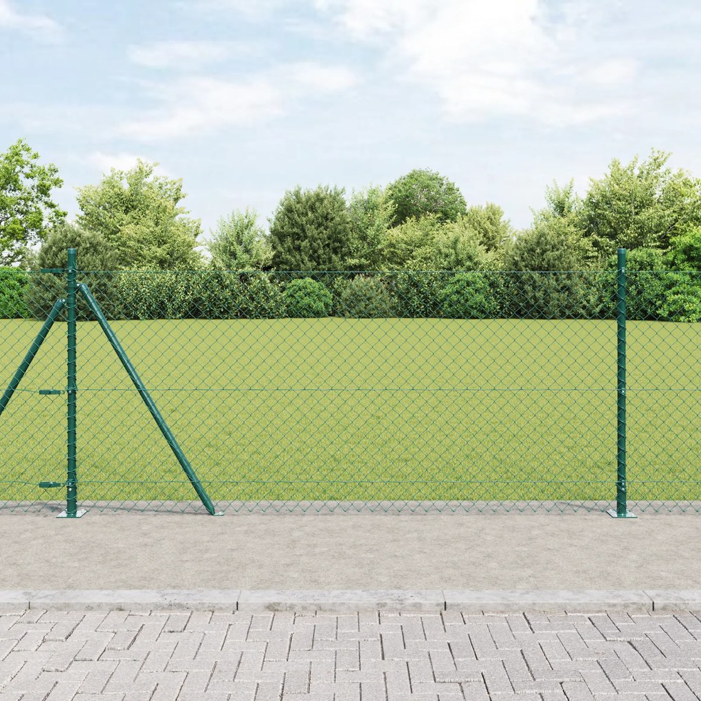 vidaXL Stâlp de gard. Verde 0,8 x 25 m (plasă de 60 x 60 mm) Oțel