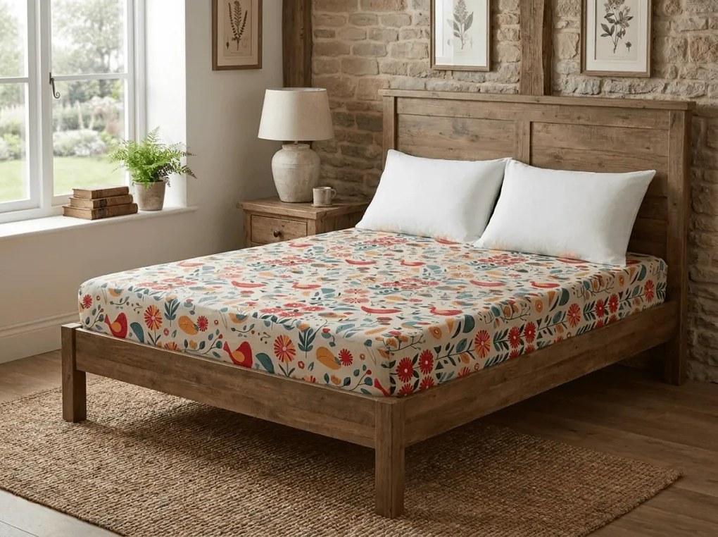 Cearsaf din microfibra RETRO BIRD colorat 90x200 cm