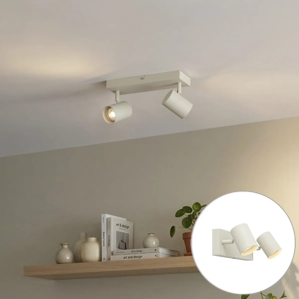 Spot modern de plafon bej cu 2 lumini reglabil - Jeana