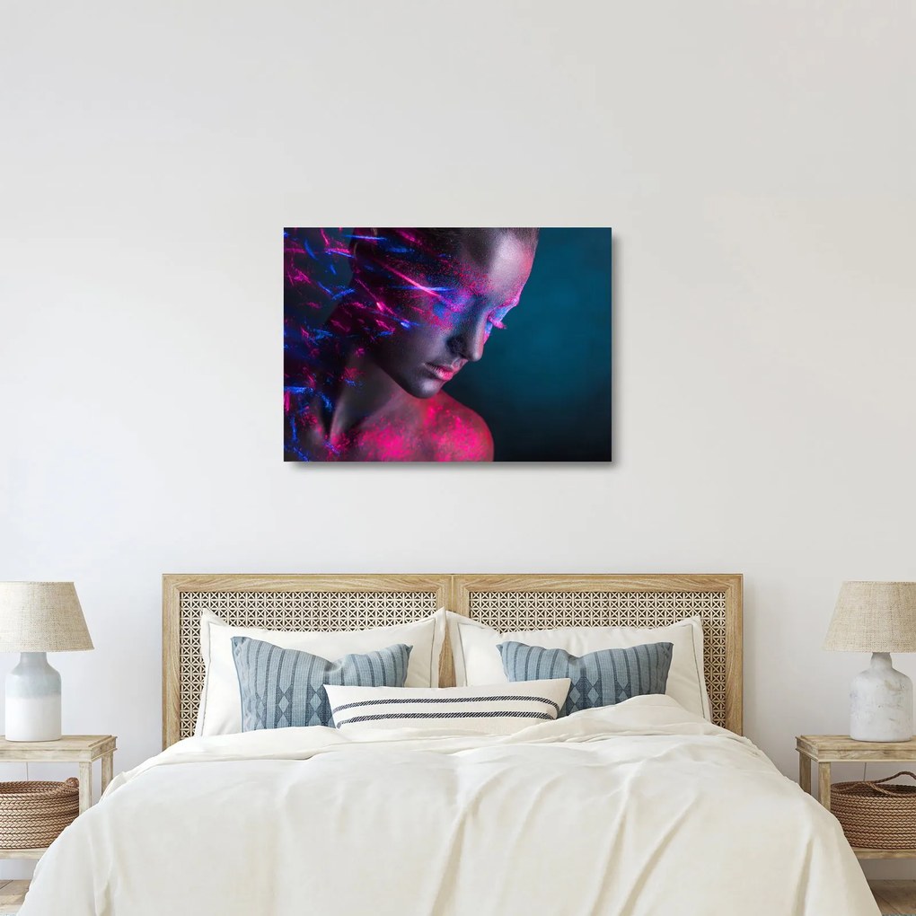 Tablou pe sticlă strălucitor a femeii (70x50 cm)