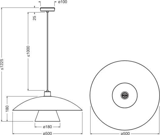 Osram - Pendul cu cablu DECOR FLYING MUSHROOM 1xE27/25W/230V, Ø 50 cm, negru