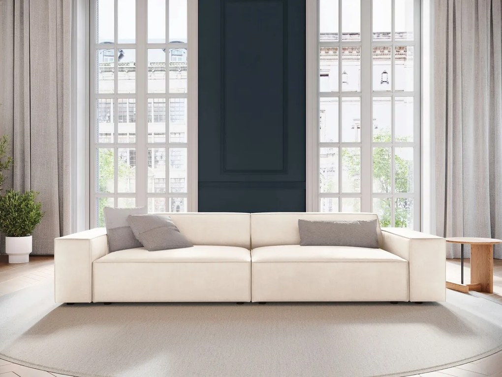 Canapea 3 locuri, Jodie, Micadoni Home, BL, 204x102x70 cm, catifea, bej deschis