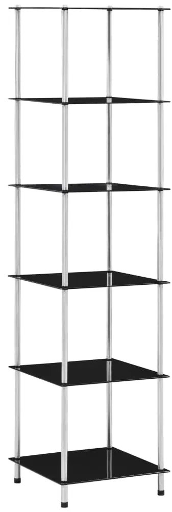 vidaXL Raft cu 6 niveluri, negru, 40 x 40 x 160 cm, sticlă securizată