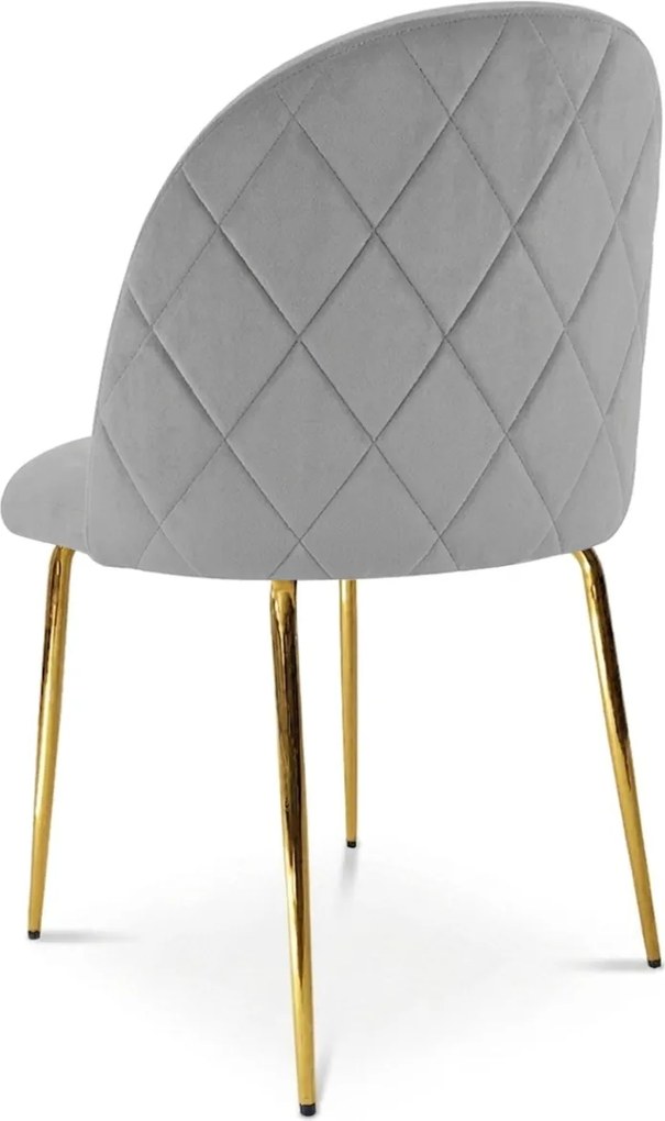 Scaun de dining INCA VELVET cu picioare aurii, gri deschis