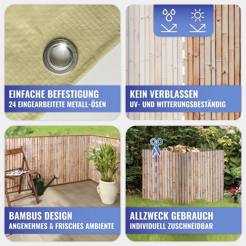 Paravan pentru balcon maro deschis din plastic 500x85 cm – Maximex