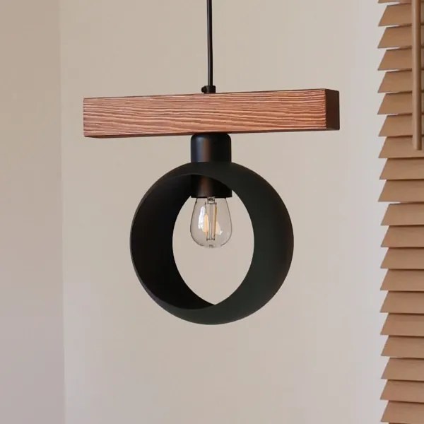 Duolla - Pendul pe cablu IRONLINE 1xE27/15W/230V pin stejar/negru
