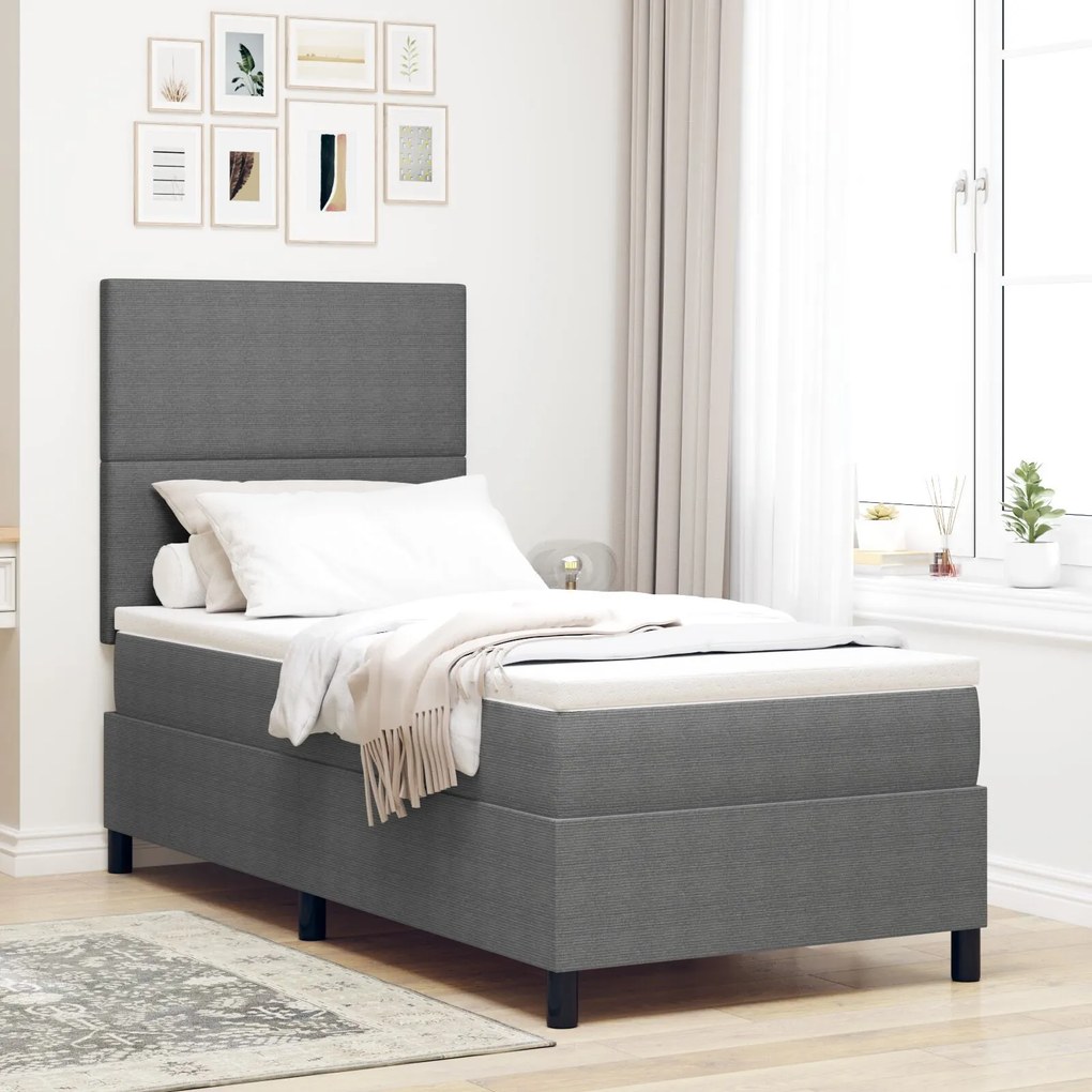vidaXL Pat cu arcuri cu saltea Gri deschis 80x200 cm Catifea