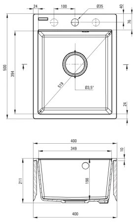 Deante CORIO ZRC_2103 - Chiuvetă de bucătărie 50x40 cm, granit/grafit