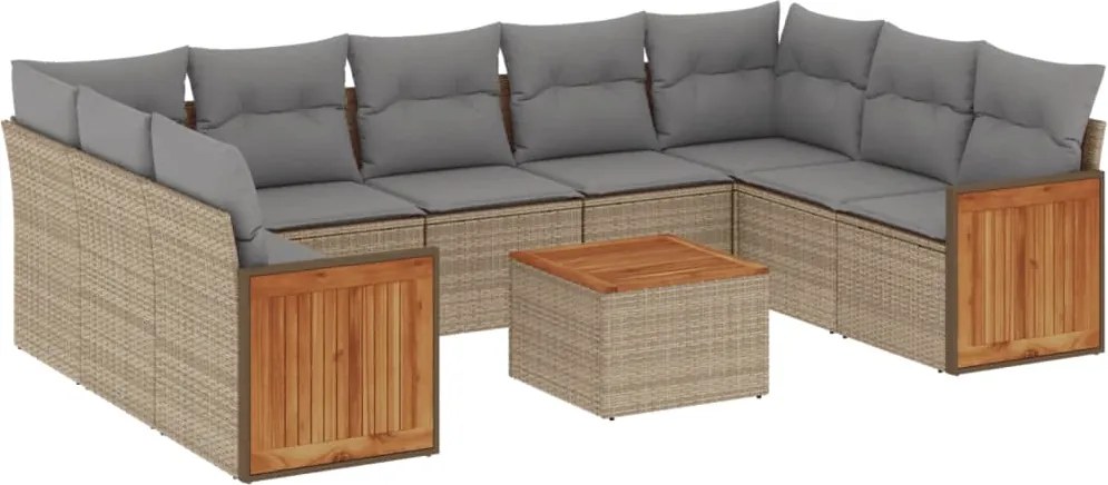 vidaXL Set canapele de grădină cu perne, 10 piese, bej, poliratan
