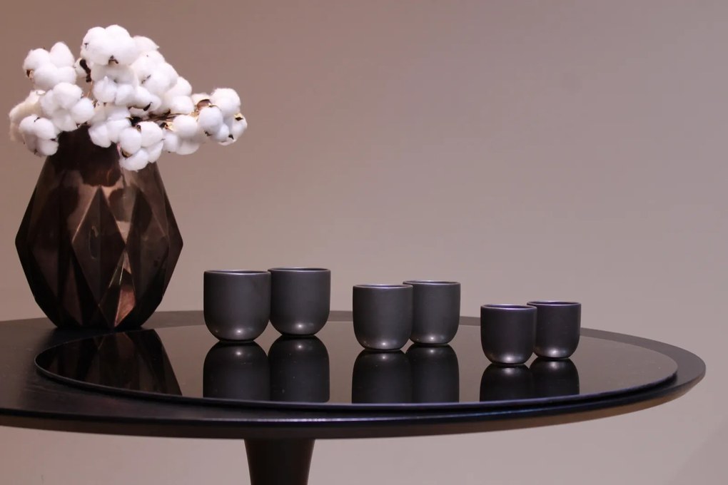 Set 50 Pahare Ceramica Novum Vulcano 150ml, Negru Carbon Mat (Espresso, Espresso Lapte)