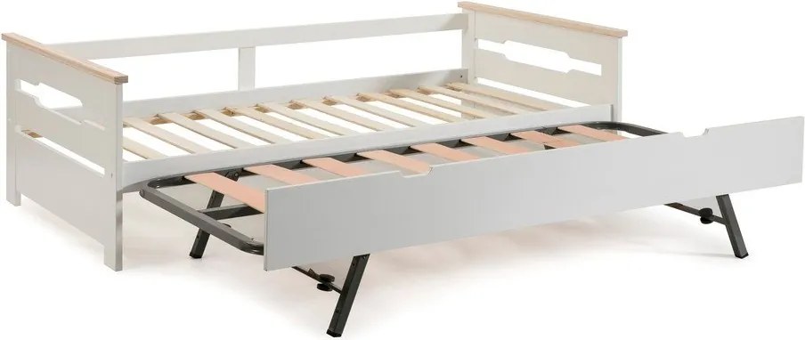 Pat cu extensie din lemn de pin alb pentru copii 90x190 cm Elisa - Marckeric