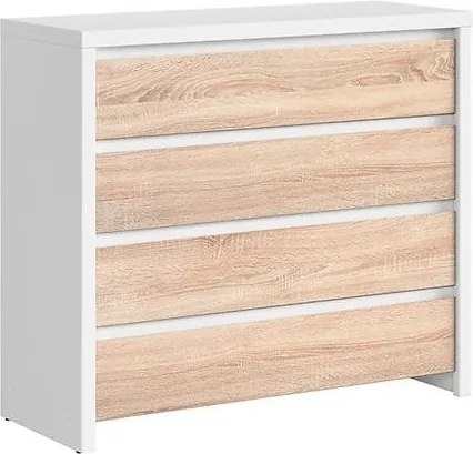 Comoda KASPIAN KOM4S, alb/stejar sonoma, PAL, 105x41x92 cm
