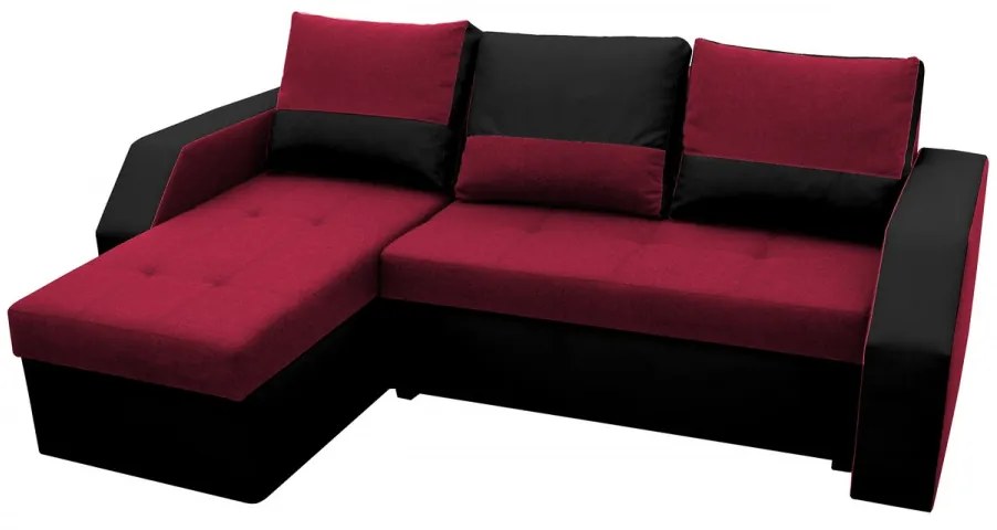 Coltar extensibil Madrid, 226x145x79 cm, 2 lazi depozitare, Reversibil, Rosu/Negru