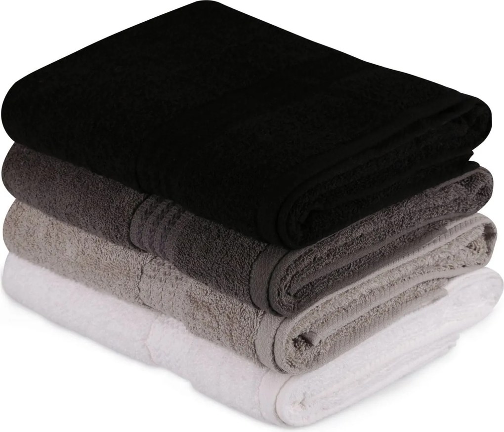 Set 4 prosoape baie RAINBOW, bumbac, 70x140 cm