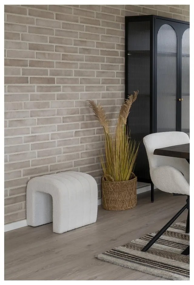Taburet alb cu tapițerie din țesătură bouclé Colma – House Nordic