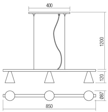 Lustră pe cablu ZUMA 3xGU10/15W/230V neagră/aurie Redo 01-2218