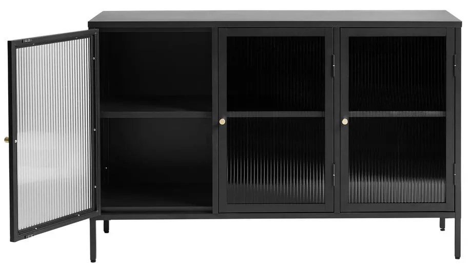 Vitrină neagră din metal 132x85 cm Bronco – Unique Furniture