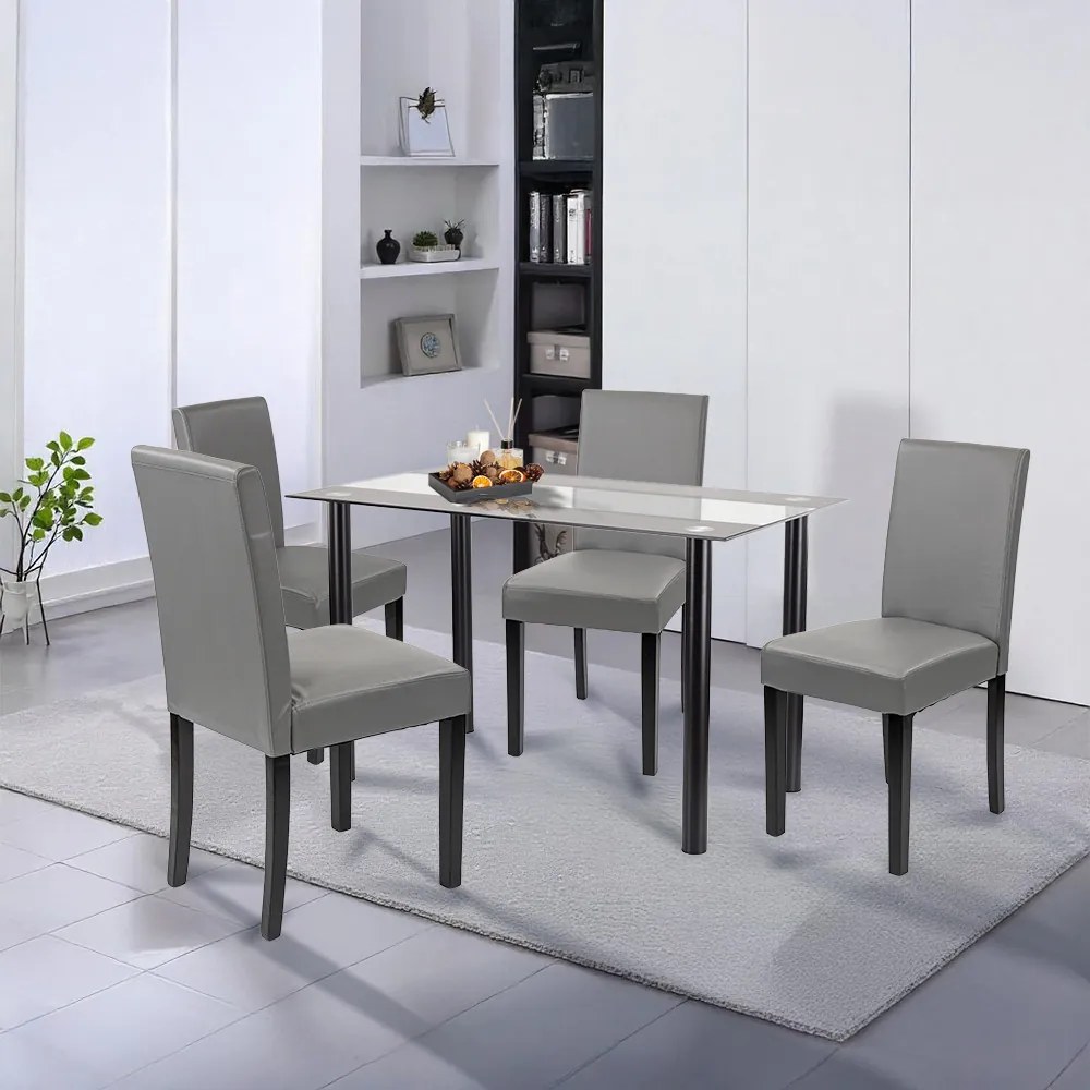 Set de masă Karin 4+1 negru-gri