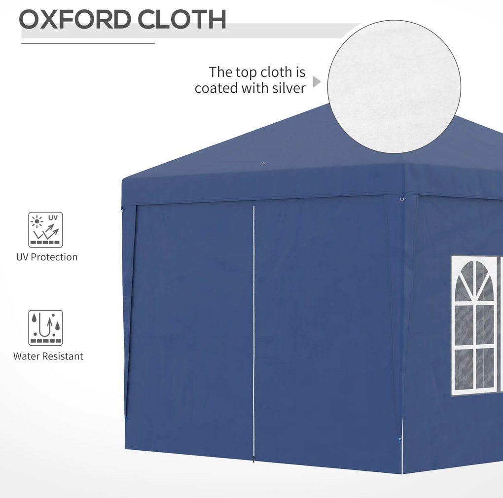 Outsunny Foisor de gradina pliabil din otel si tesatura Oxford cu funii si cuie incluse, 2,95x2,95x2,58 m, alb | AOSOM RO
