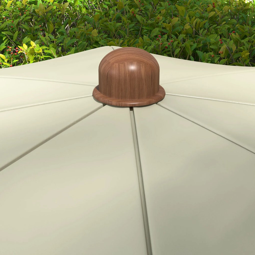 Outsunny Umbrelă de Plajă Portabilă cu Volane în Aer Liber cu Baldachin Ventilat, Geantă de Transport, Ø1.9x2.1 m, Alb-Crem | Aosom Romania