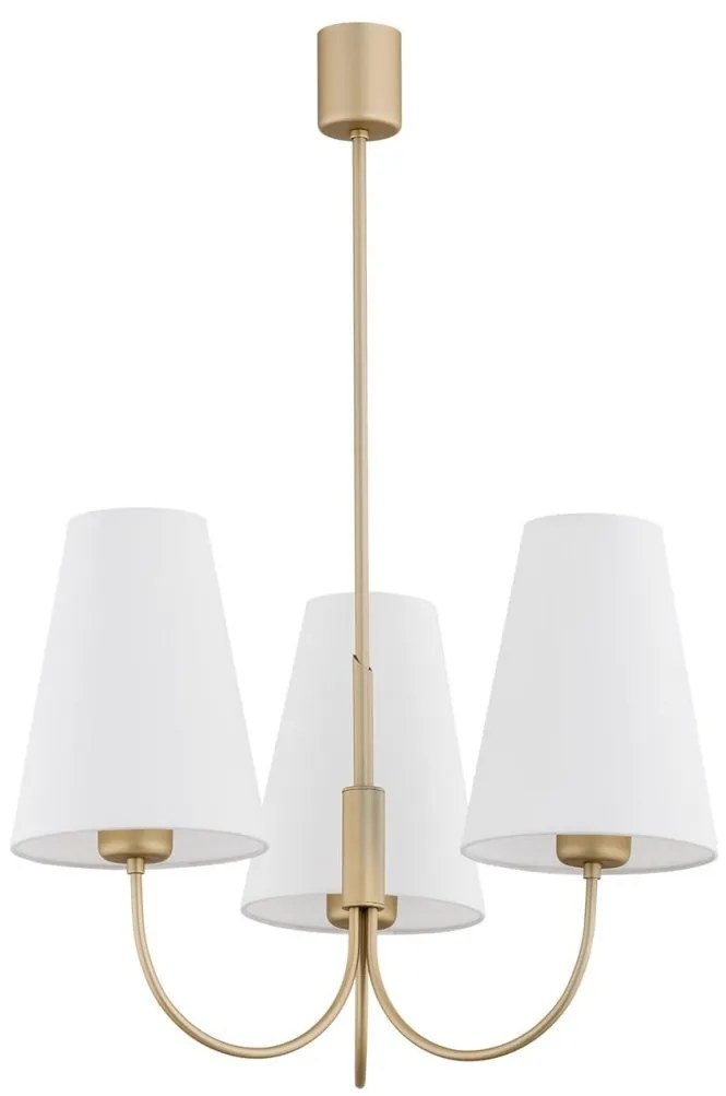 Lustra cu 3 brate design modern Safiano auriu, alb
