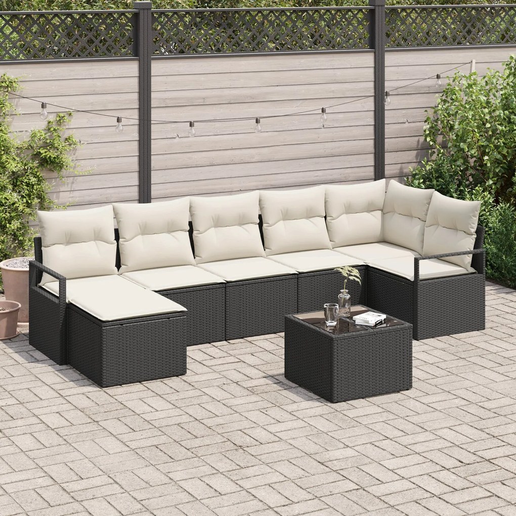 vidaXL Set de canapele pentru grădină 8 pcs Negru Rattan poli