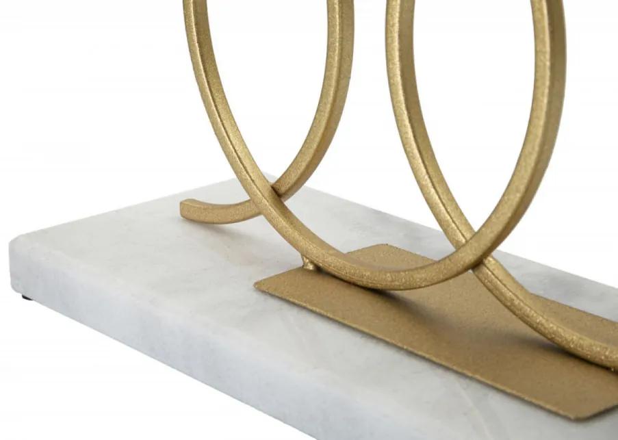 Decoratiune cu suport pentru lumanare aurie din metal si marmura, 30x9x20 cm, Infinity Mauro Ferretti