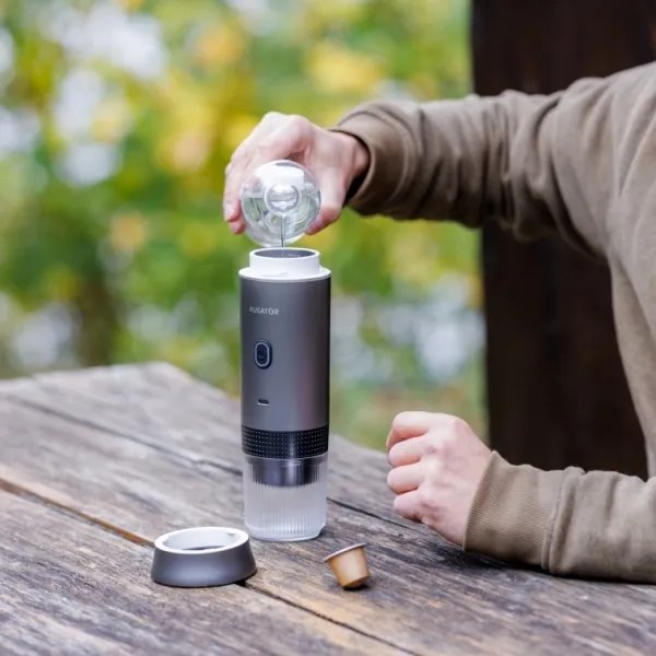 Aligator ACM002 - Cafetieră portabilă reîncărcabilă PortaCaffé 3în1 72W/7500 mAh gri