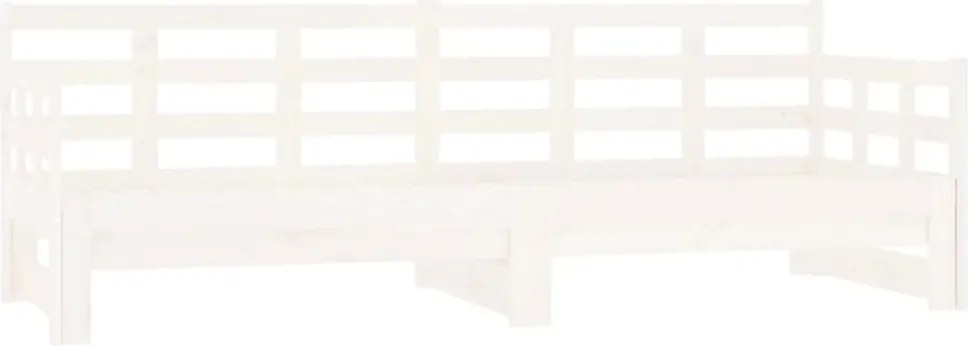 vidaXL Pat de zi extensibil, alb, 2x(80x200) cm, lemn masiv de pin