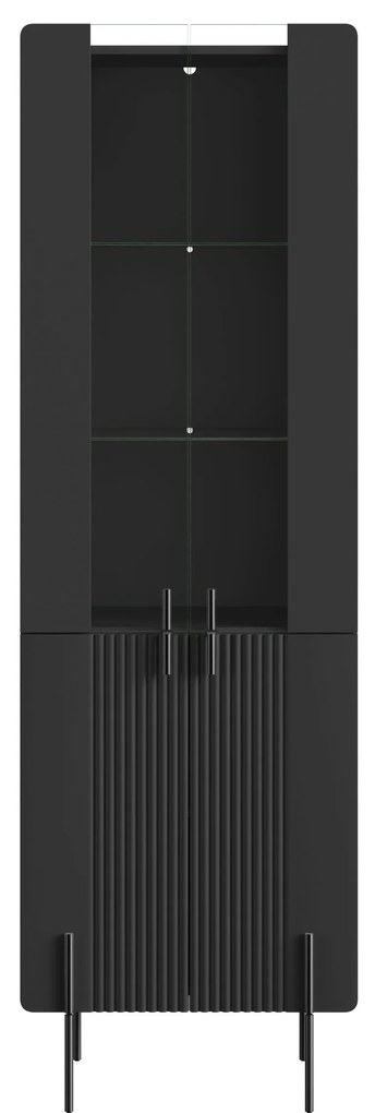 Vitrină cu patru uși Malmi 60 cm - negru mat / picioare negre