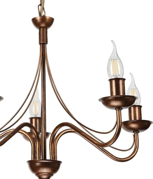 Candelabru ANTON cu lanț, 5 x E14 / 15W / 230V, bronz