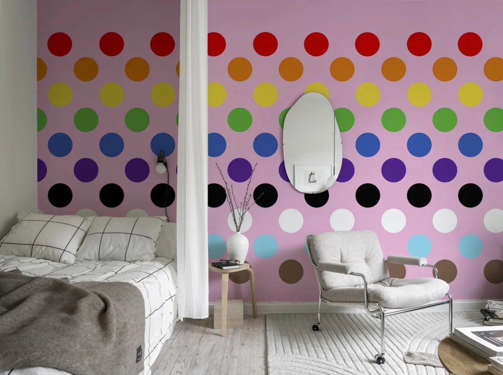 Tapet Big Dots, Happy Pink, Rebel Walls