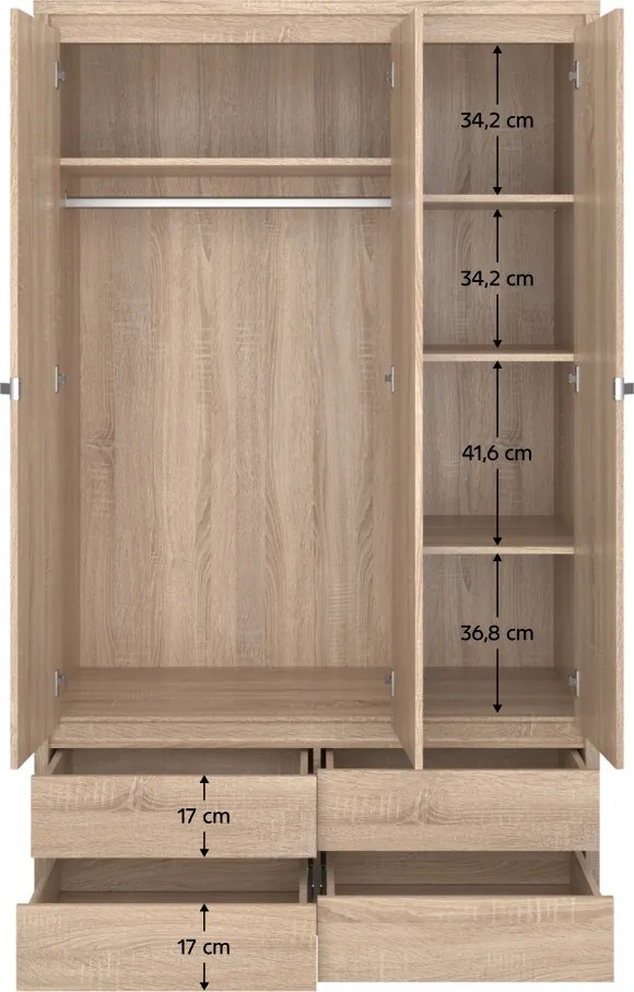 Dulap cu oglindă 3D4S, stejar sonoma, NORTY TYP 1