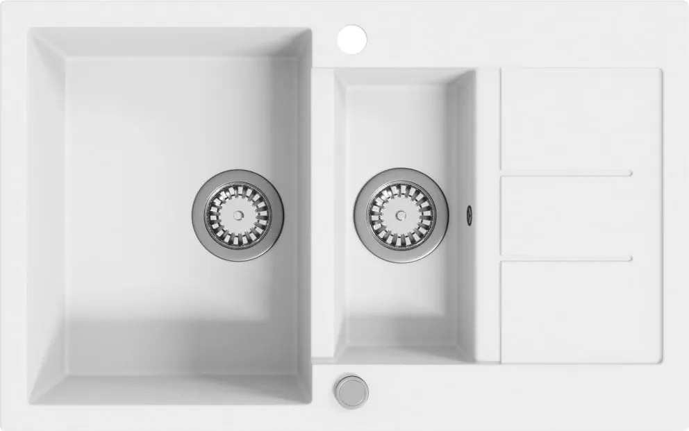 vidaXL Chiuvetă de bucătărie din granit, alb, două bazine