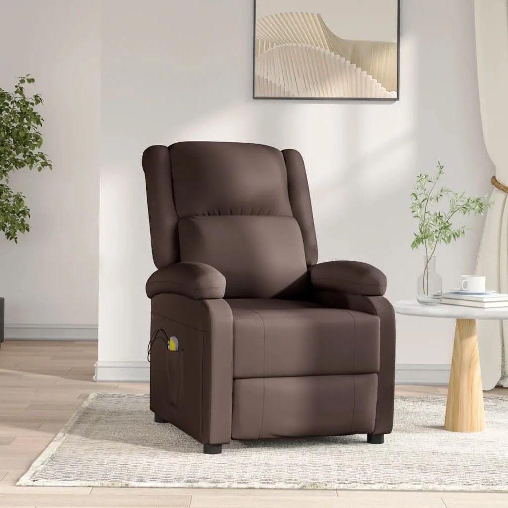 3073714 vidaXL Fotoliu de masaj electric, maro, piele ecologică