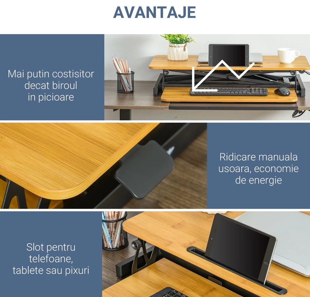 Vinsetto suport reglabil pentru monitor, tastatura si mouse | AOSOM RO