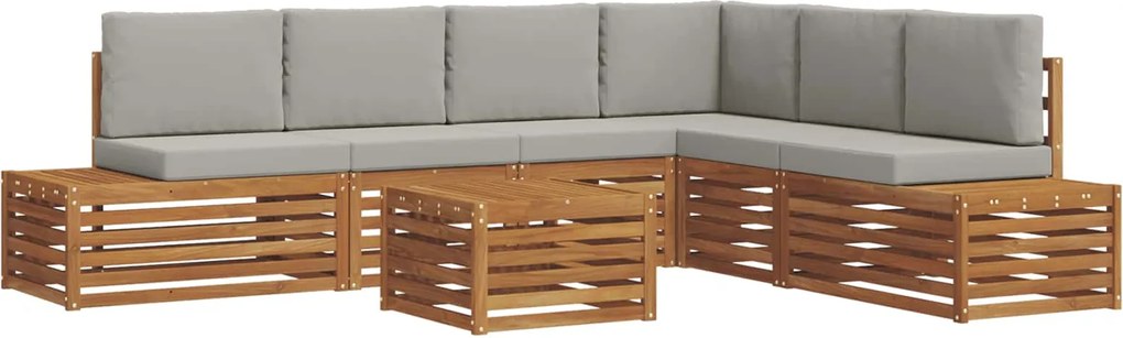vidaXL Set de canapele de exterior 7 Bucată Gri natural și deschis