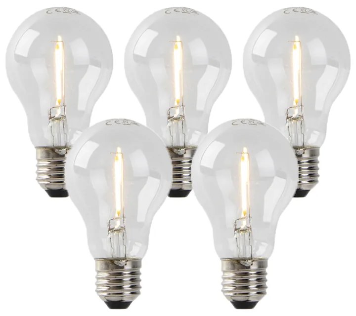 Set de 5 becuri LED E27 A60 1W 80lm 2200K