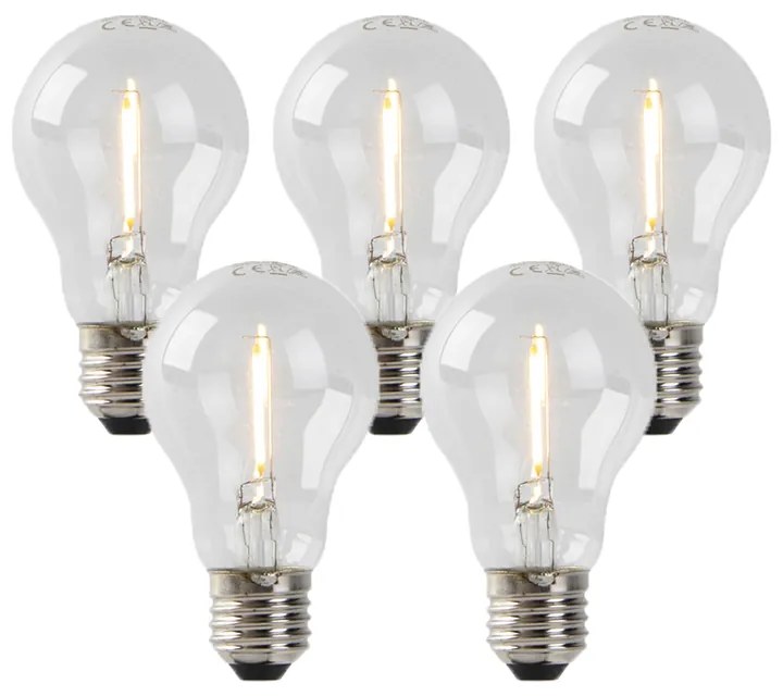 Set de 5 lămpi cu filament LED E27 A60 1W 80 lm 2200K