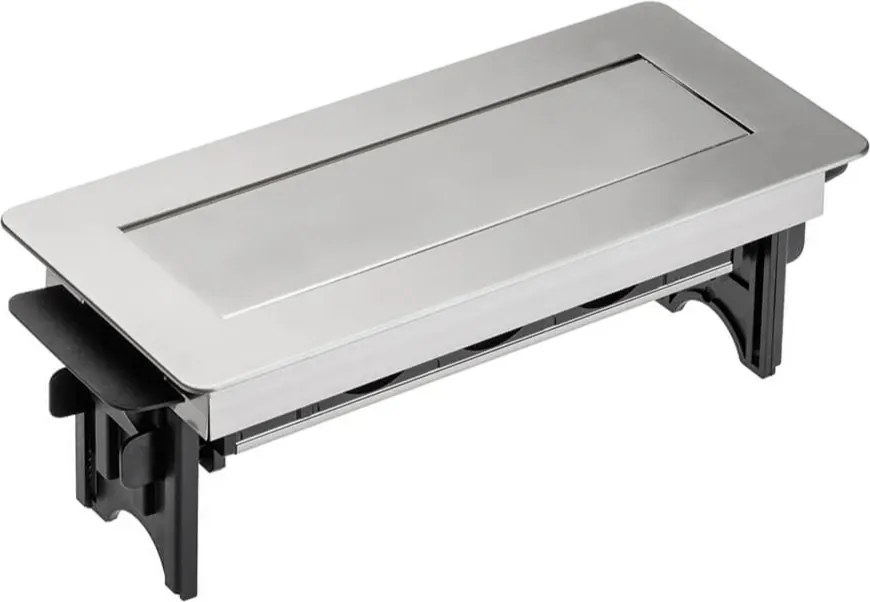 Priză încorporabilă în blat GTV, 3 prize Schuko, oțel inoxidabil, 269 x 112 mm Oțel inoxidabil, Otel inoxidabil, L:269 mm; l:112 mm; H:94 mm