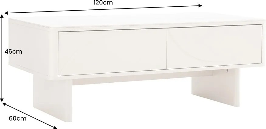 Masuta de cafea cu blat ceramic SAVOY 120cm alb